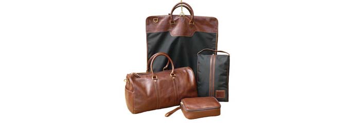Black ballistic with brown full grain leather collection